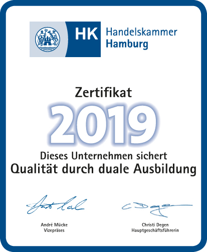 Handelskammer Zertifikat 2019 Ausbilungsstätte